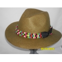 CAPPELLO FEDORA CON PERLE IN LEGNO COLORATE