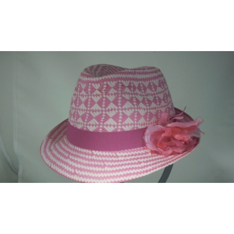 CAPPELLO BIMBA CON FIORE MODELLO BORSALINO