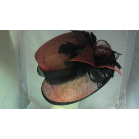 CAPPELLO PAGLIA CERIMONIA ROSSO/NERO