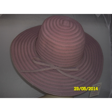 CAPPELLO PAGLIA E COTONE ROSA ANTICO