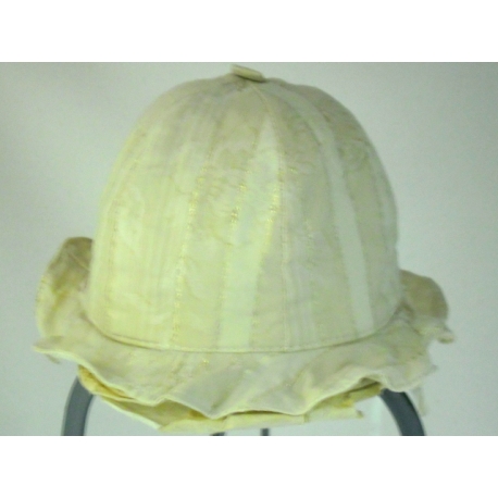 CAPPELLO CERIMONIA BIMBA BEIGE CON LAME' 100% COTONE