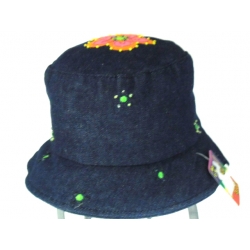 CAPPELLO CLOCHE JEANS FIORE 100% COTONE