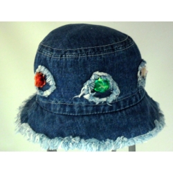 CAPPELLO CLOCHE JEANS SFRANGIATO 100% COTONE