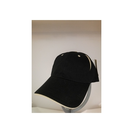 CAPPELLO BASEBALL NERO 100% COTONE CON RIPORTI