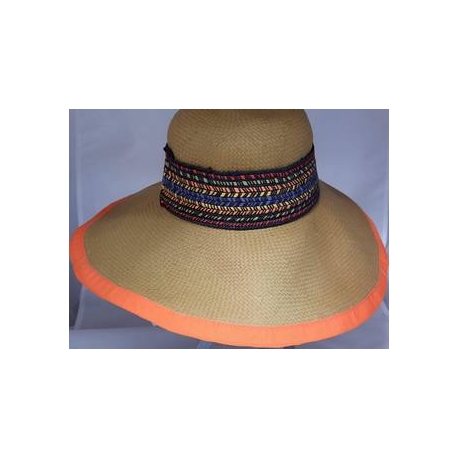 CAPPELLO TESA LARGA AMATI CON NASTRO MULTICOLORE