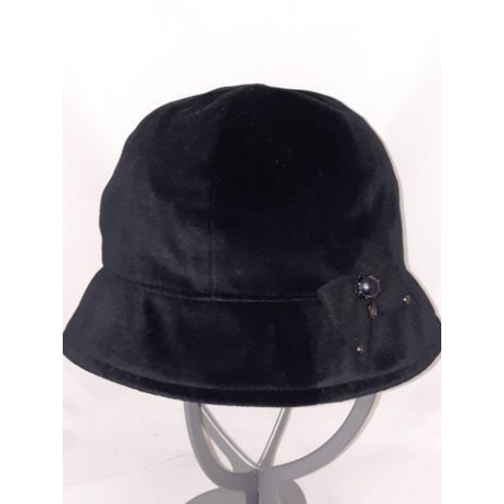 CLOCHE BORSALINETTE VELLUTO LISCIO NERO