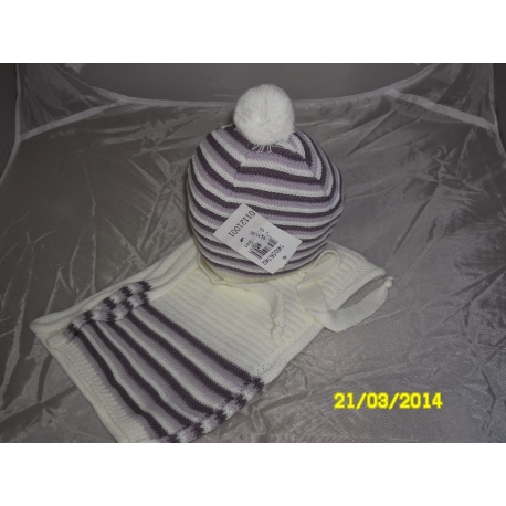 CUFFIA E SCIARPA NEONATO MISTO LANA MADE IN ITALY