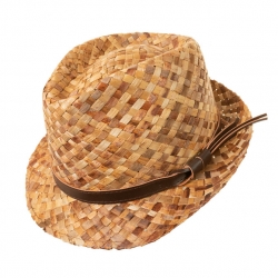 CAPPELLO TRILBY IN CORTECCIA BRUCIATA CON CINTURINO