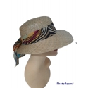 VISIERONA IN PAGLIA SBIANCATA CON FOULARDS
