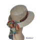 VISIERONA IN PAGLIA SBIANCATA CON FOULARDS