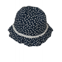 CAPPELLINO BLU CON FIORELLINI 100% COTONE