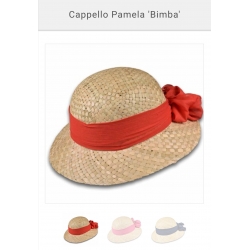 CAPPELLO PAGLIA BAMBINA CON FOULARD 100% PAGLIA