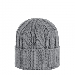 CUFFIA UNISEX IN MAGLIA A COSTE CON TRECCIA E RISVOLTO