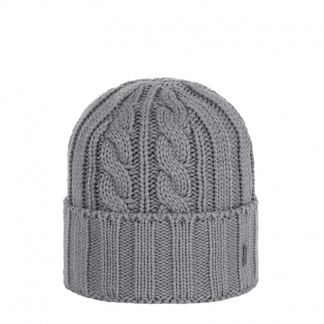 CUFFIA UNISEX IN MAGLIA A COSTE CON TRECCIA E RISVOLTO