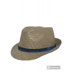 CAPPELLO PAGLIA CANVAS CON FASCIA JEANS