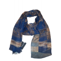 SCIARPA ENRICO CORTI POLY/CREPPONNE STAMPATO BLU