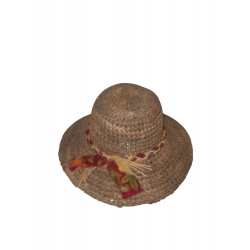 CAPPELLO IN PAGLIA ERBA NATURALE NASTRO ROSSO