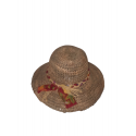 CAPPELLO IN PAGLIA ERBA NATURALE NASTRO ROSSO