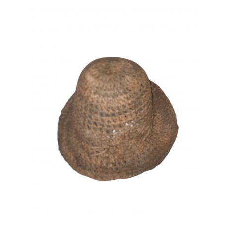 CAPPELLO CLOCHE IN PAGLIA ERBA NATURALE FALDA SU'/GIU CON FIORE