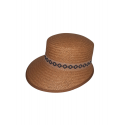 CAPPELLO DA SOLE MODELLO VISIERONE IN RETE CON NASTRO GEOMETRICO