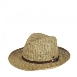 CAPPELLO FEDORA IN CARTA INTRECCIATA CON CINTURINO ECOPELLE