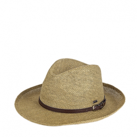 CAPPELLO FEDORA IN CARTA INTRECCIATA CON CINTURINO ECOPELLE